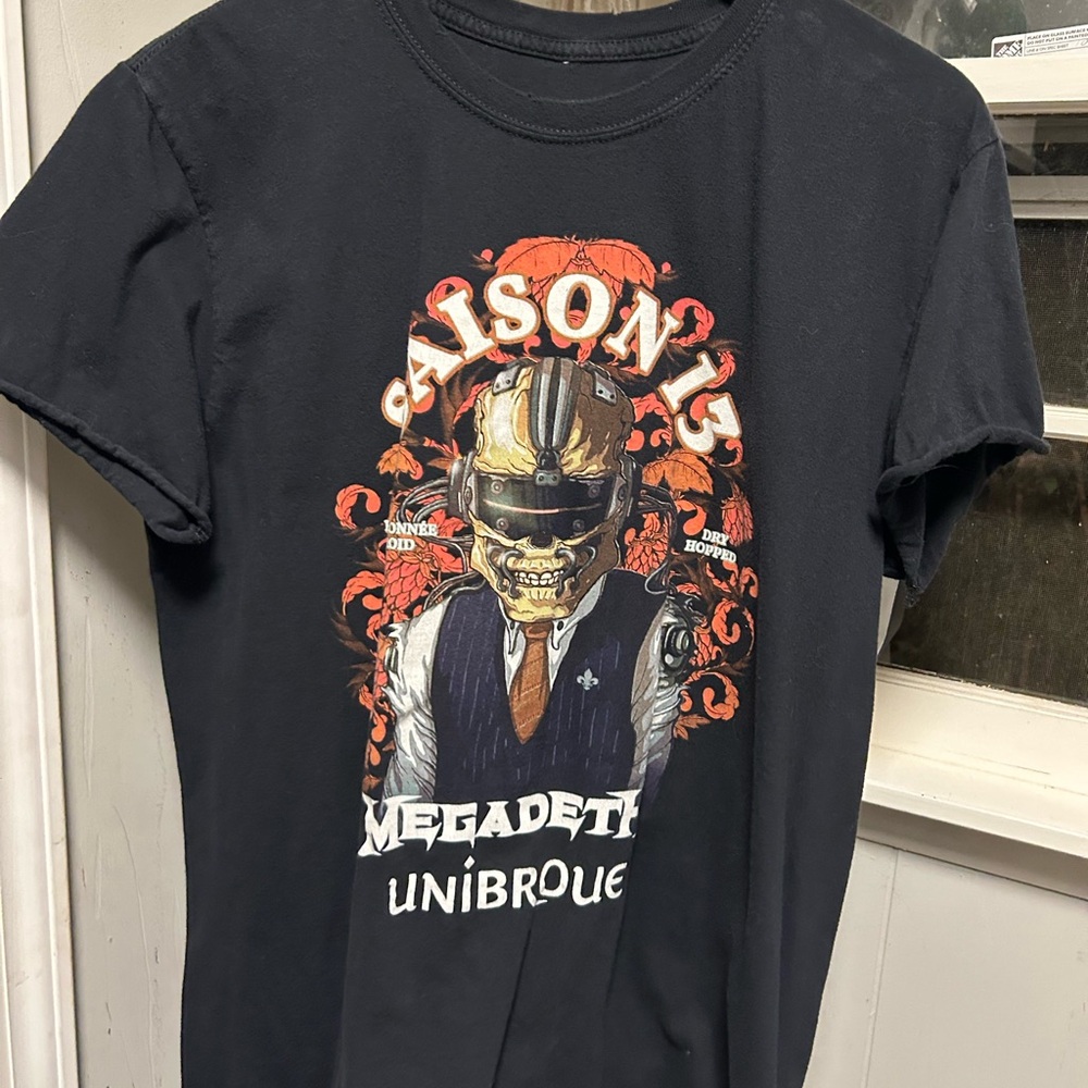 Megadeth Saison 13 Unibroue Brewery Shirt Rolled Cut Sleeve Style Size MD/LG